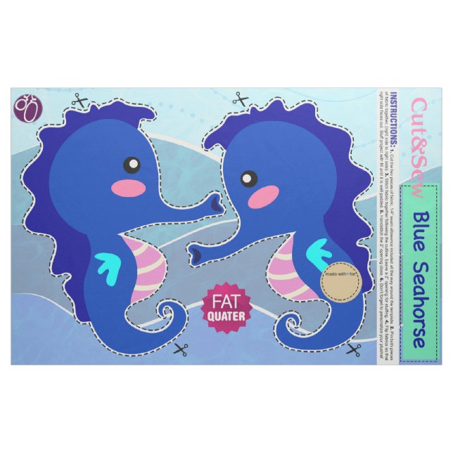 DIY Cut & Seeing: Blaues Seepferd Stoff (Fat Quarter (45,7 x 55,9 cm))