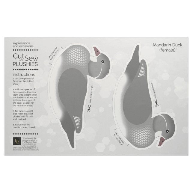 DIY Cut & Sew Plush Weibchen Mandarin Duck Stoff (Fat Quarter (45,7 x 55,9 cm))