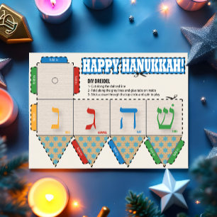 DIY Dreidel Happy Hanukkah Grußkarte Feiertagspostkarte