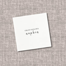 DIY Editable White Black Wedding Cocktail Napkin