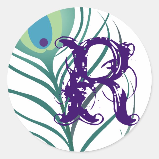 DIY Elegant Peacock Feather Runder Aufkleber (Vorderseite)