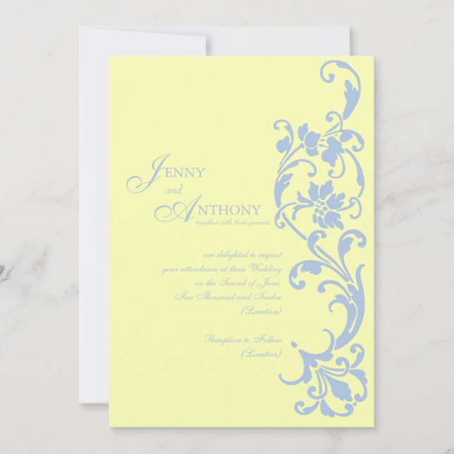 DIY Elegante Einfachheit in Buttercreme und Sky Bl Einladung (Vorderseite)