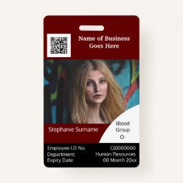 DIY Employee ID card Burgundy Schwarz-weiß Ausweis