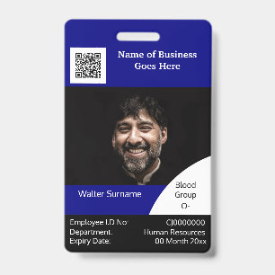 DIY Employee ID card navy Schwarz-weiß Ausweis