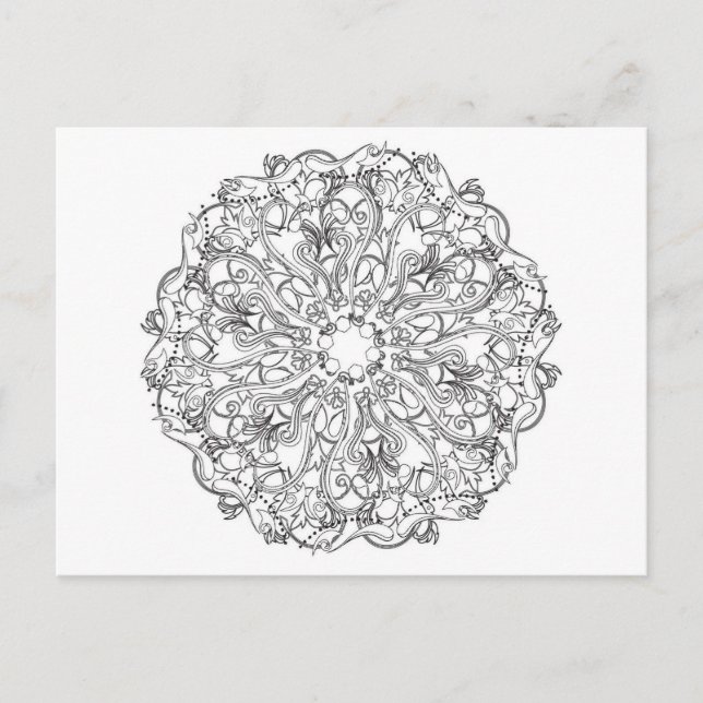 DIY Erwachsenenfärbung in Mandala Line Art Design Postkarte (Vorderseite)