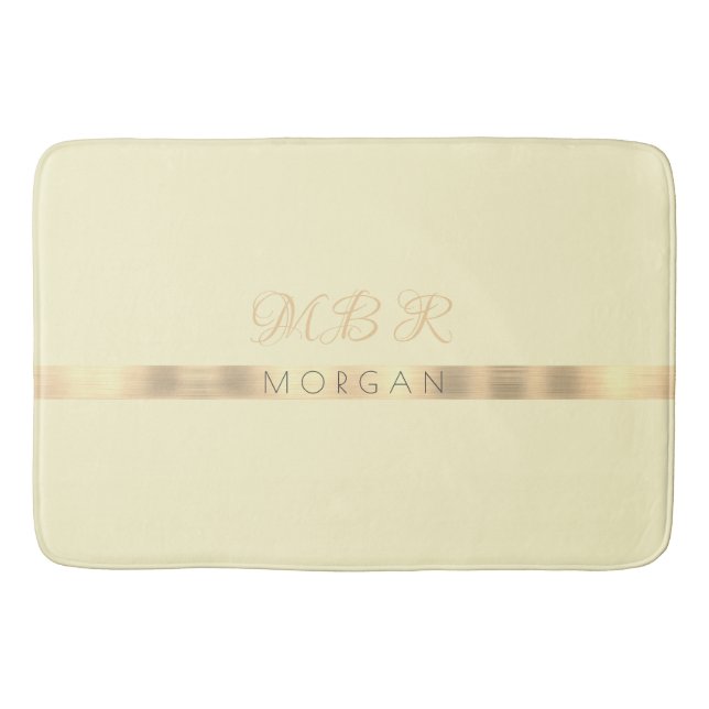 DIY Extravagant Gold Monogram Name Gold Strip, Cre Badematte (Vorderseite)