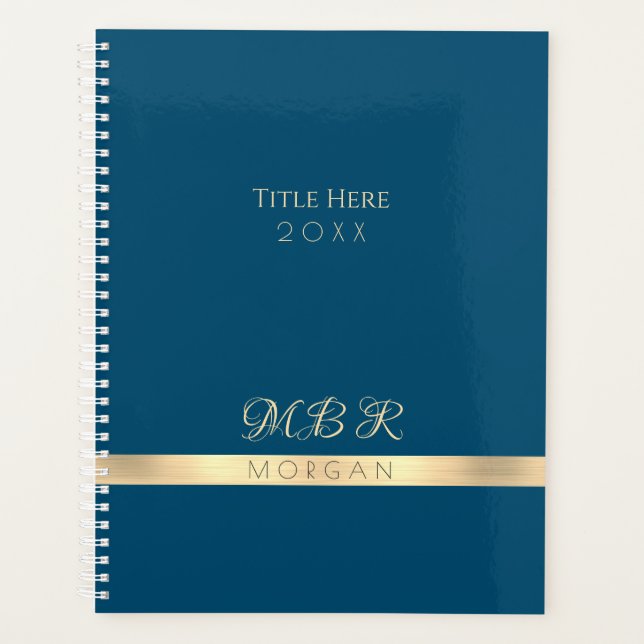 DIY Extravagant Gold Monogram & Name, Title, Dark  Planer (Vorderseite)