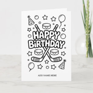 DIY-Falt-Geburtstagskarte Eishockey zum Ausmalen Karte