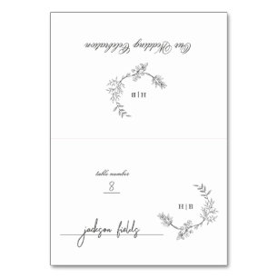 DIY Faltflorale Kräne Monogramm-Platzkarte Tischnummer