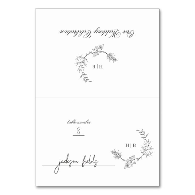 DIY Faltflorenkrez Individuelle Platzkarte Tischnummer (Vorderseite)