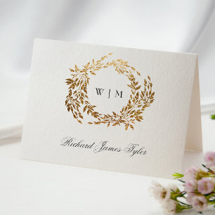 DIY-Faltfreie klassische Monogramm-Gold-Wappen-Pla Tischnummer
