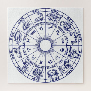 DIY-Farb-Zodiakuscharta #1 - Blau auf Weiß Puzzle