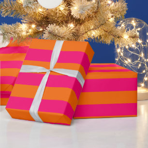 DIY-Farbe 2” Preppy-Streifen Himbeer-Rosa Orange Geschenkpapier
