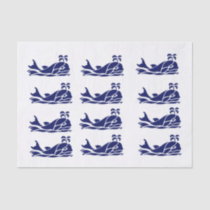 DIY Farbe Vintage Walsschnauze Silhouette Blau Tis Seidenpapier