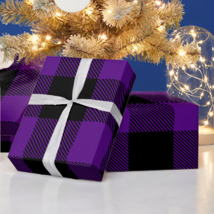DIY-Farben Buffalo Plaid Tartan HG SV Schwarz Lila Geschenkpapier