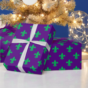 DIY Farben Fleur de Lis Lys Groß SV Lila Grün Geschenkpapier