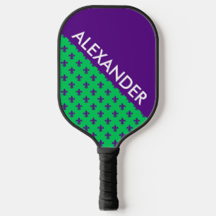 DIY Farben, Fleur de Lis Smaragd BG Lila CB S Pickleball Schläger