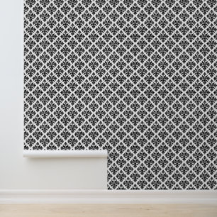 DIY-Farben Floral Damask #3 Schwarz Weiß Tapete