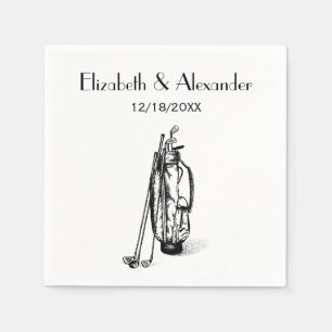 DIY-Farben Golfbag Golfschläger Blk Paar-Hochzeit Serviette