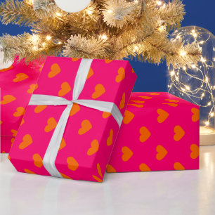 DIY Farben Herzen Muster Himbeer Orange Geschenkpapier