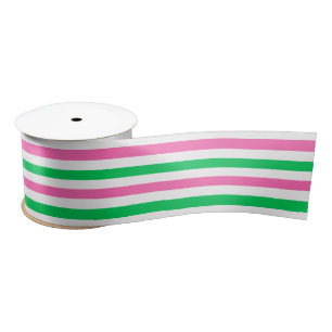 DIY-Farben Hot Pink Smaragdgrün Weiße Streifen Satinband