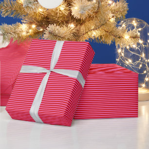 DIY-Farben Kleine Preppy-Streifen Rot Heißrosa Geschenkpapier