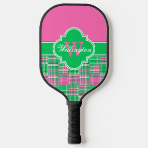 DIY Farben Madras 1I CB Band Name Hot Pink Grün Pickleball Schläger