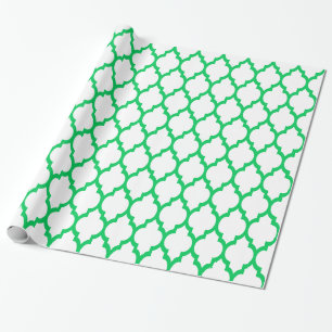 DIY-Farben Marokkanisches Quatrefoil #4SV Grün Wei Geschenkpapier