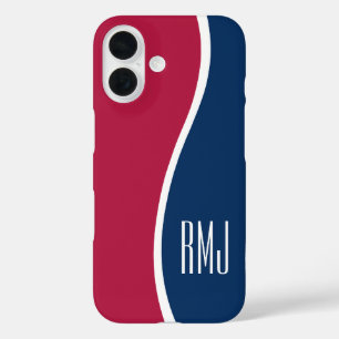 DIY-Farben Moderne Monogrammierte Kurve Rot Weiß B iPhone 16 Hülle