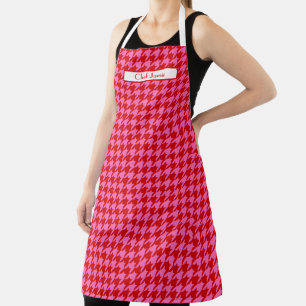 DIY Farben Rot Heißrosa Polka Houndstooth-Muster  Schürze