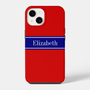 DIY-Farben Rot, Navy-Band Name Monogramm S iPhone 14 Hülle