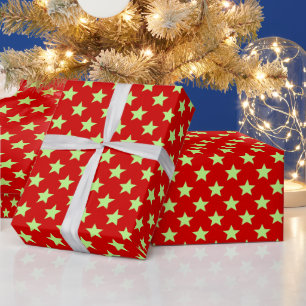 DIY Farben Sterne Groß SV Rot Pistazie Geschenkpapier
