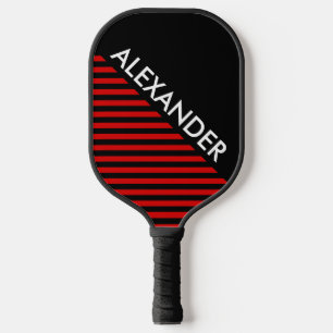 DIY Farben, Streifen Rot BG Schwarz CB S Pickleball Schläger
