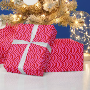 DIY-Farben Wellen Japanische Seigaiha Ht Rosa Rot Geschenkpapier