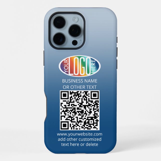 DIY-Farbenverlauf • Firmenlogo & QR-Code iPhone Hülle (Rückseite)