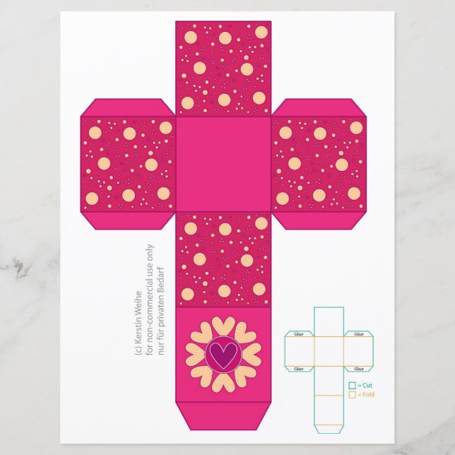 DIY-farbige, trendige Herz- und Dot-Box-Vorlage (Vorderseite)