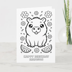 DIY-Färbung gefaltete Capybara-Geburtstagskarte Karte