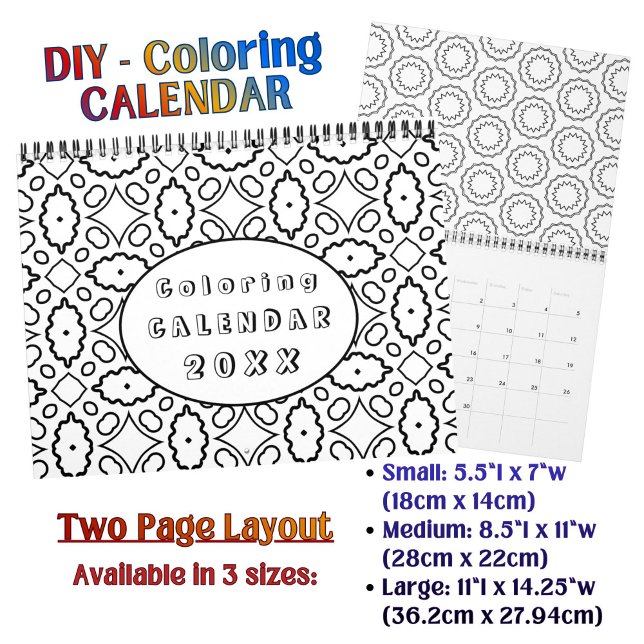 DIY-Färbungsmuster benutzerdefinierte Outline-Kuns Kalender (Von Creator hochgeladen)