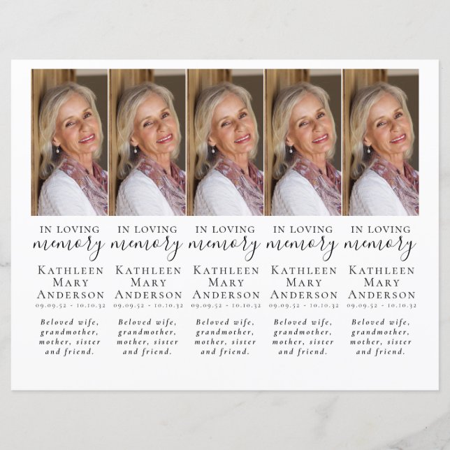 DIY Foto Beileid Beerdigung Gebet Lesezeichen (Vorderseite)