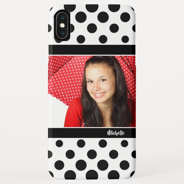 DIY Foto und Name / modischer Black Polka Dot Case-Mate iPhone Hülle (Rückseite)