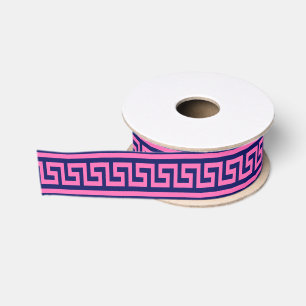 DIY Greek Key Meander, BG Color - Hot Pink Blue Ripsband