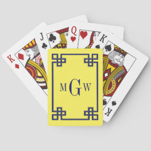 DIY Griechischer Schlüssel Fancy Navy Blau gerahmt Spielkarten