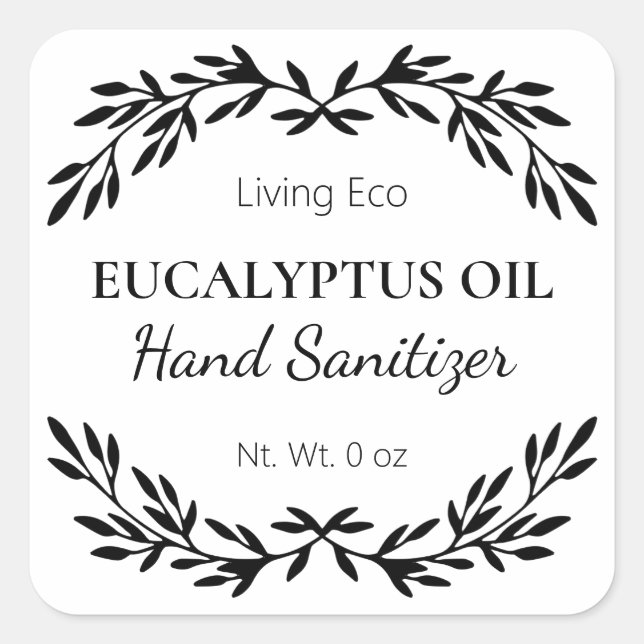 DIY Hand Sanitizer White Labels Quadratischer Aufkleber (Vorderseite)