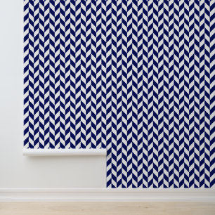 DIY Hintergrundfarbe Fischgrätenmuster Weiß Blau Tapete