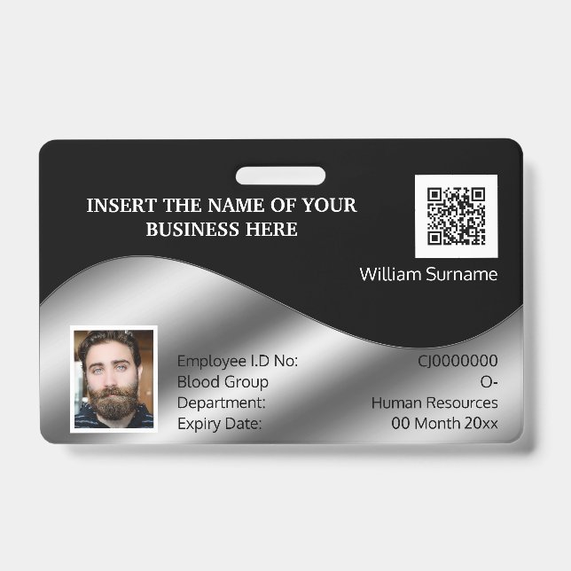 DIY ID card Imitate silber schwarz | Foto Ausweis (Vorderseite)