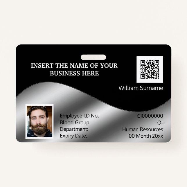 DIY ID card Imitate silber schwarz | Foto Ausweis (Vorderseite)