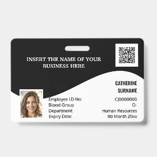 DIY-ID-Karte Schwarz-weißes, modernes Foto-Logo Ausweis