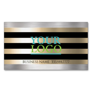 DIY Ihr Logo Gold gebürsteter Stahl & schwarze Str Magnetische Visitenkarte