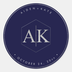 DIY Imitats Silver Monogram Runder Aufkleber