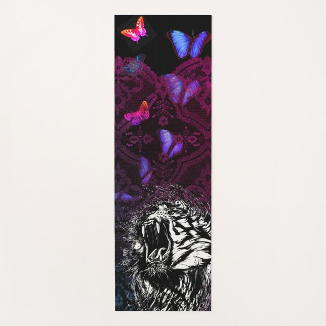 DIY INITIAL YOGA MAT ROARING TIGER BUTTERFLIES YOGAMATTE (Vorderseite)
